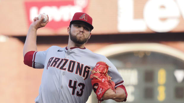Slade Cecconi pitching at Oracle Park, August 2nd 2023